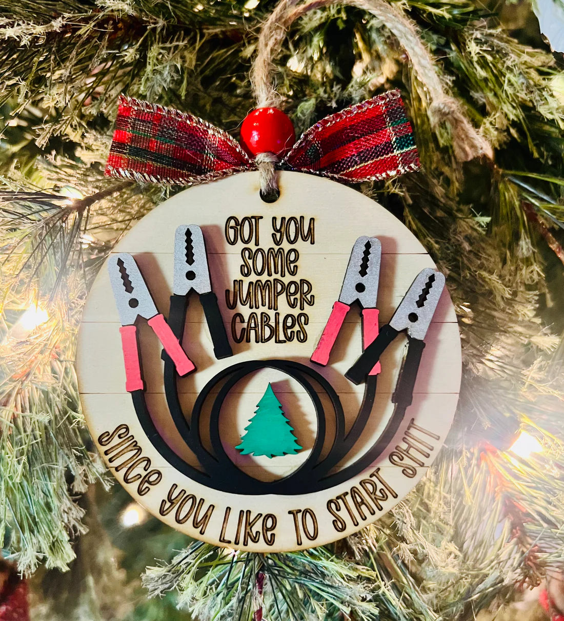 Jumper Cables Christmas Ornament