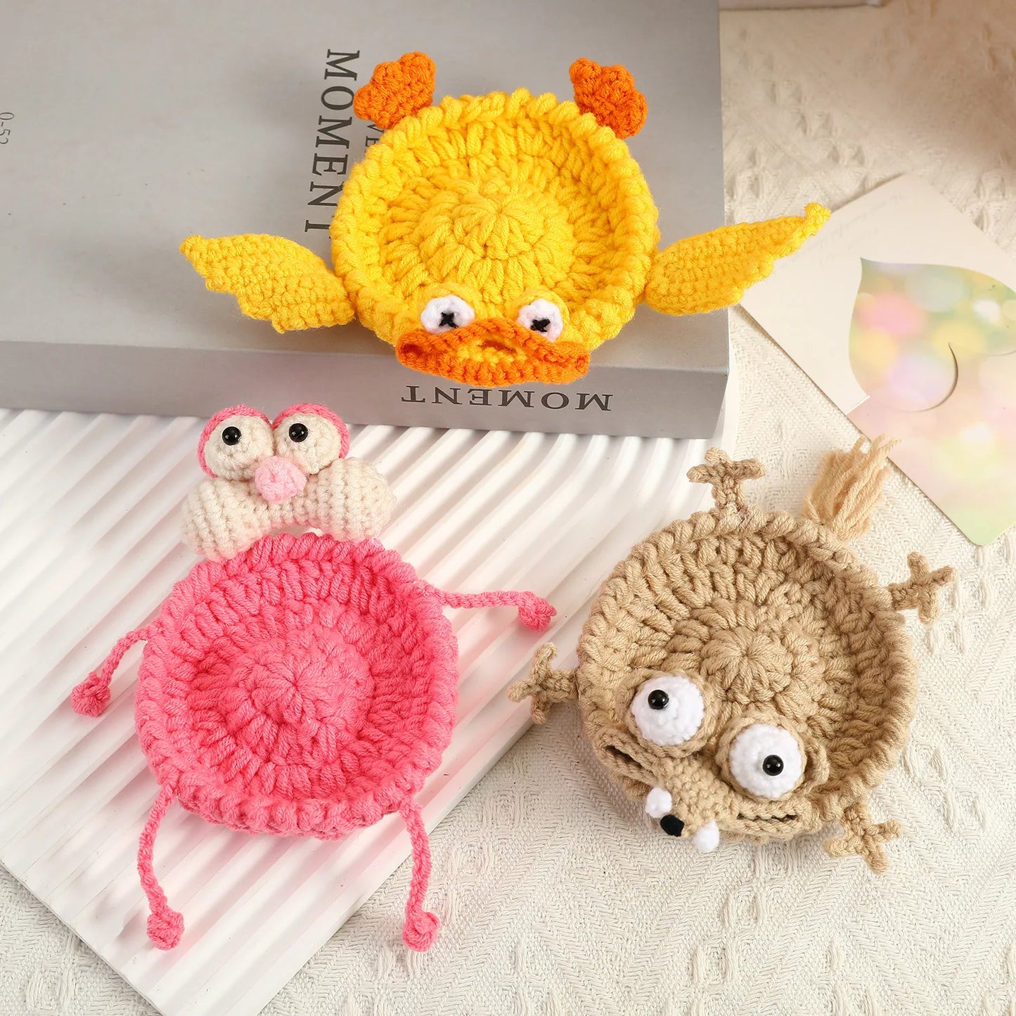 Handmade Crochet Yellow Duck Coaster