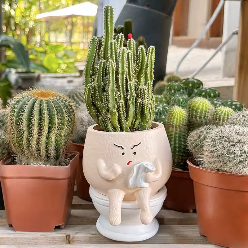 Grumpy Toilet Planter Pot