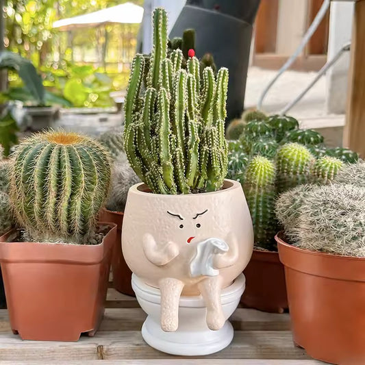 Grumpy Toilet Planter Pot