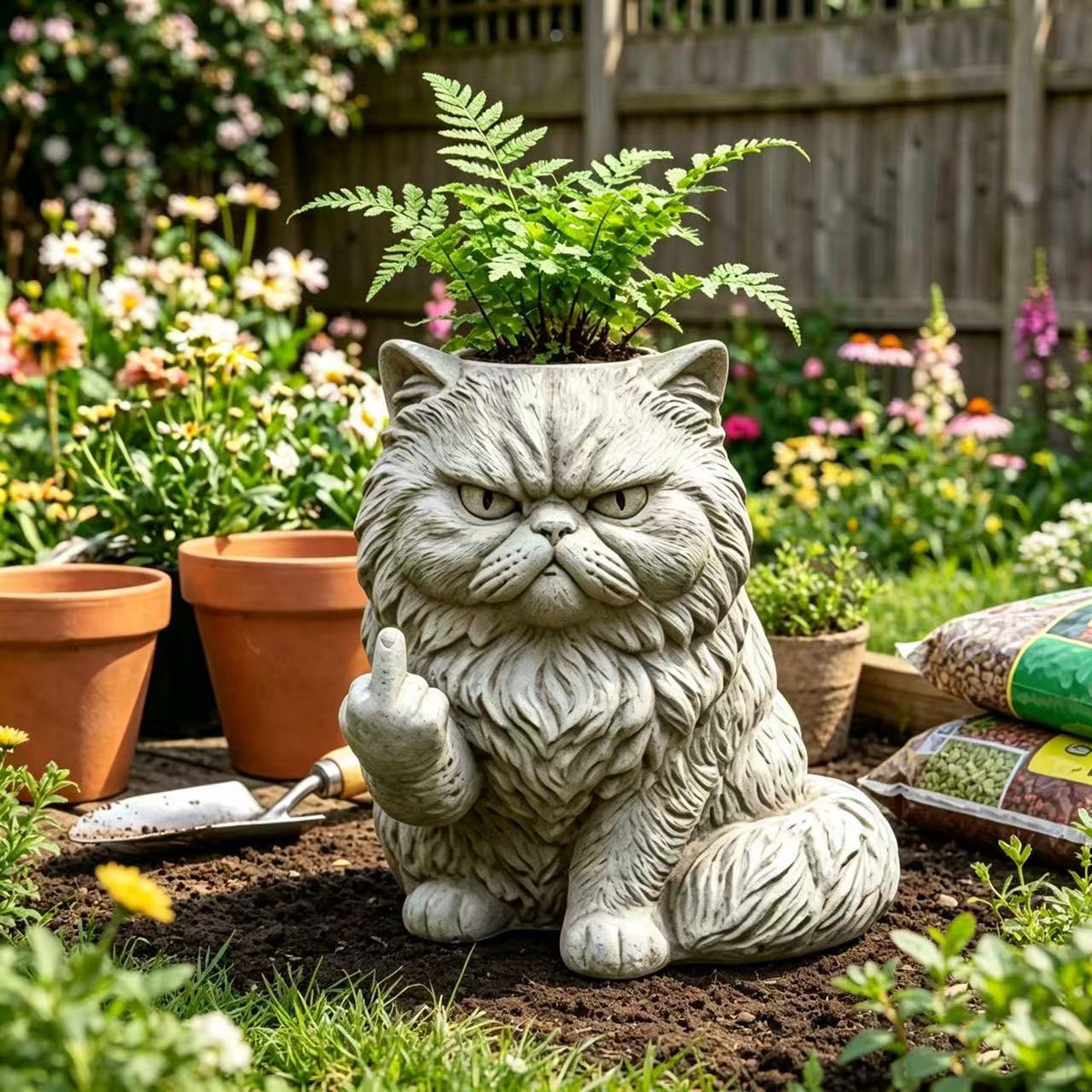 😾 Grumpy Cat Planter Statue 🌿