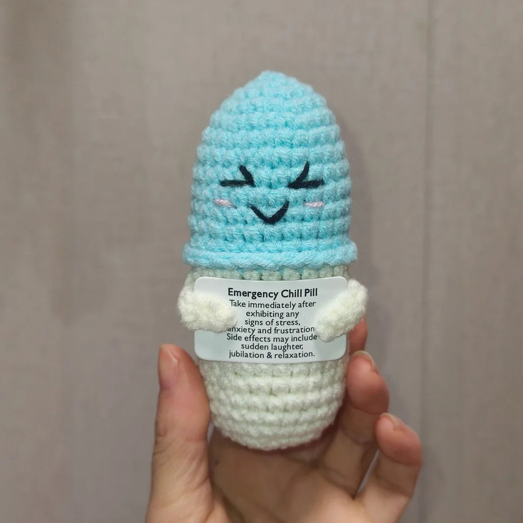 Handmade Crochet Emotional Support Pills – Funny Stress Relief Gift