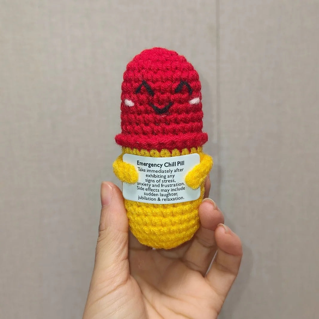 Handmade Crochet Emotional Support Pills – Funny Stress Relief Gift