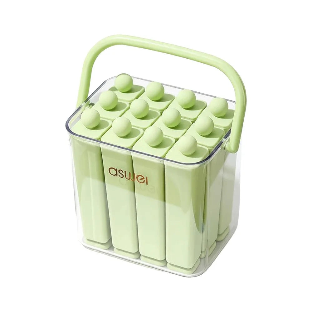 Durable Long Bar Silicone Ice Tray - 12-Slot Popsicle Maker