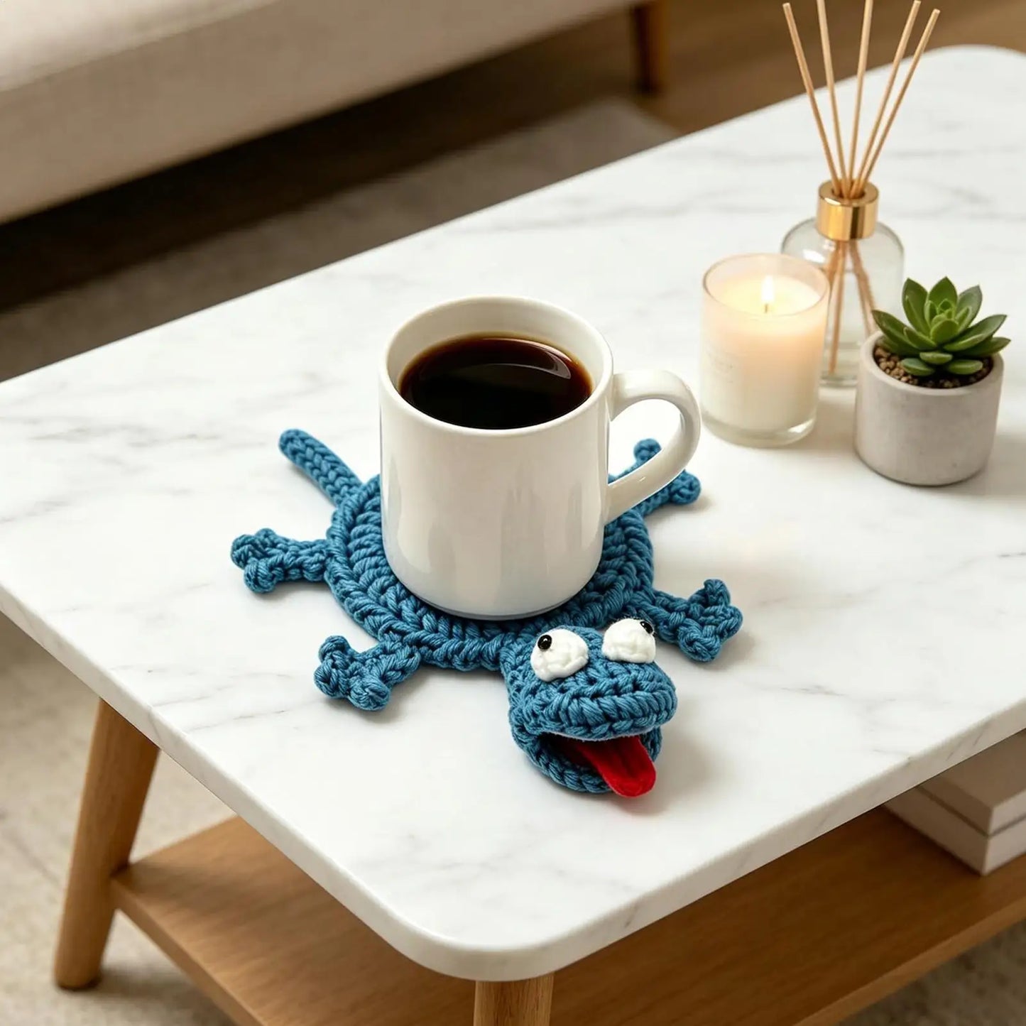 Handmade Crochet Lizard Coaster