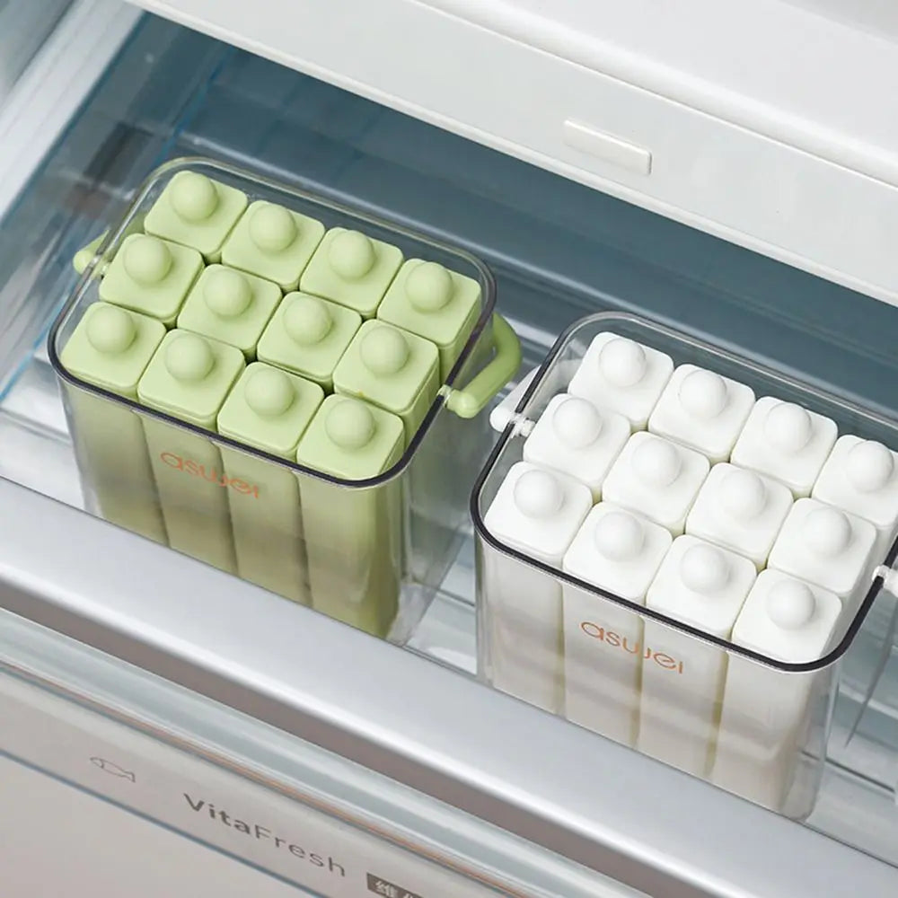Durable Long Bar Silicone Ice Tray - 12-Slot Popsicle Maker