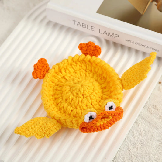 Handmade Crochet Yellow Duck Coaster