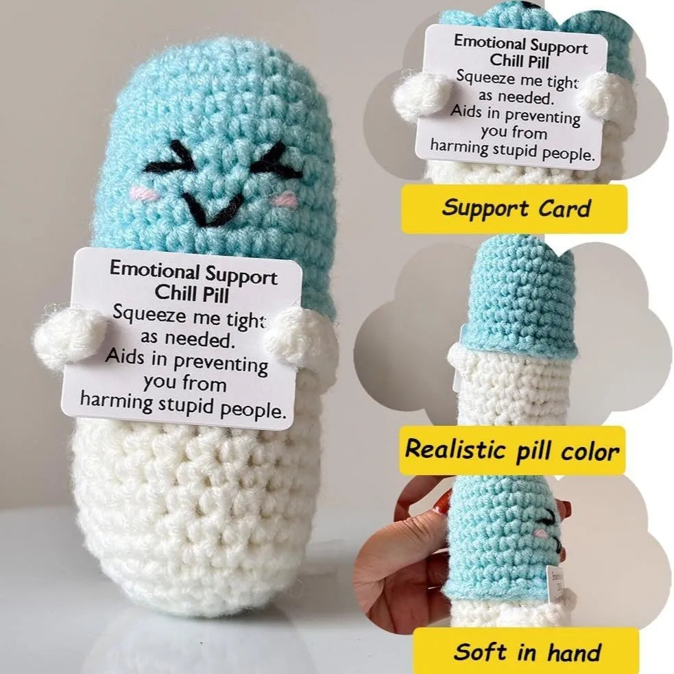 Handmade Crochet Emotional Support Pills – Funny Stress Relief Gift