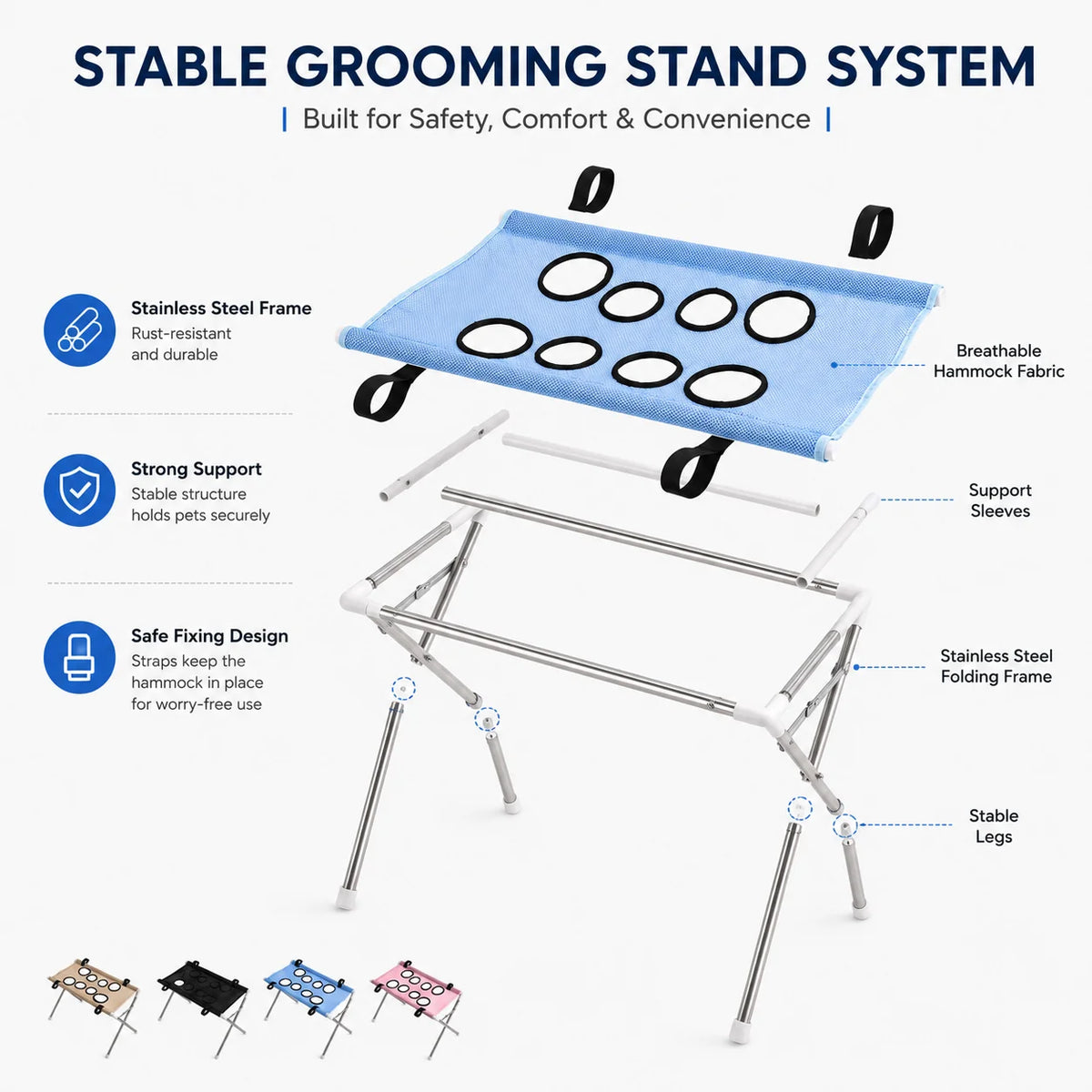 Adjustable Pet Grooming Hammock Stand