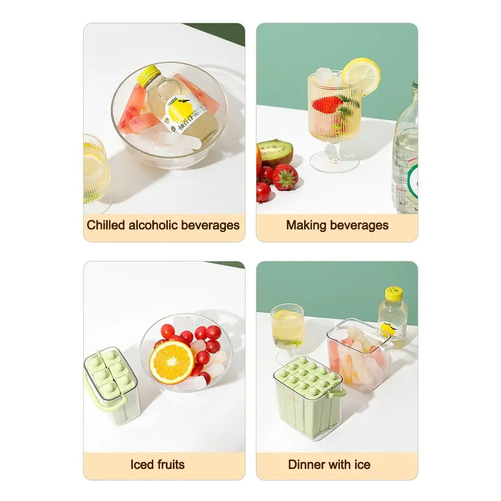 Durable Long Bar Silicone Ice Tray - 12-Slot Popsicle Maker