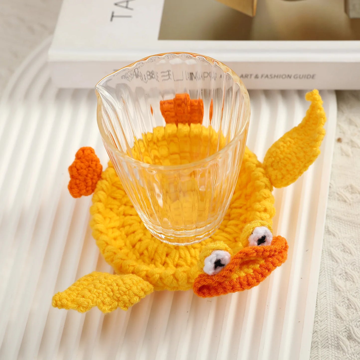 Handmade Crochet Yellow Duck Coaster